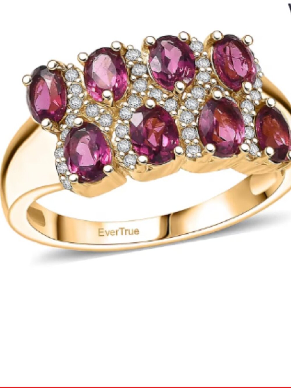 Orissa Rhodolite Garnet, White Zircon Ring
